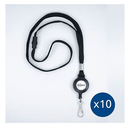 Lacet textile avec enrouleur - boîte de 10 - Noir - Avery