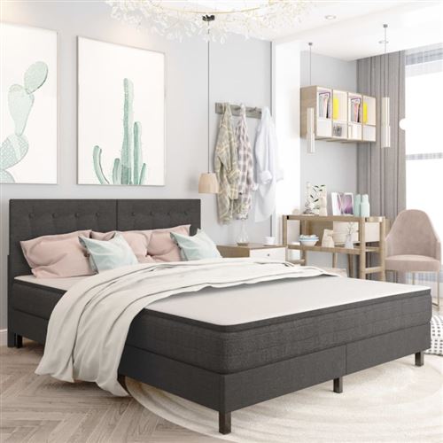 Vidaxl sommier tapissier gris fonc&eacute; tissu 160x200 cm 3054713