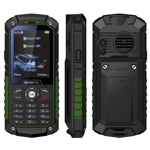 Téléphone Incassable Double SIM 2.4' Portable Antichoc Étanche IP68 LED Vert + SD 4Go - YONIS