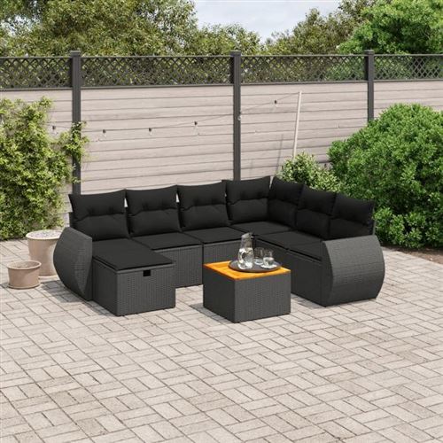 Non Communiqué Noir Vidaxl Salon De Jardin Avec Coussins 8 Pcs, Canapés De Terrasse, Ensemble De Meubles De Patio, Mobilier D'extérieur, 3265073
