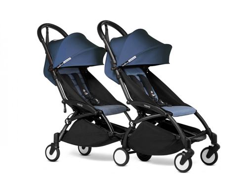 Babyzen - Poussette double YOYO 2 cadre noir 6+ bleu air france