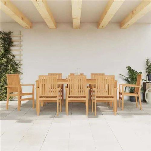 Generique - Salon de jardin - Ensemble 9 pièces - Table 200 x 100 x 77 cm - Image 2