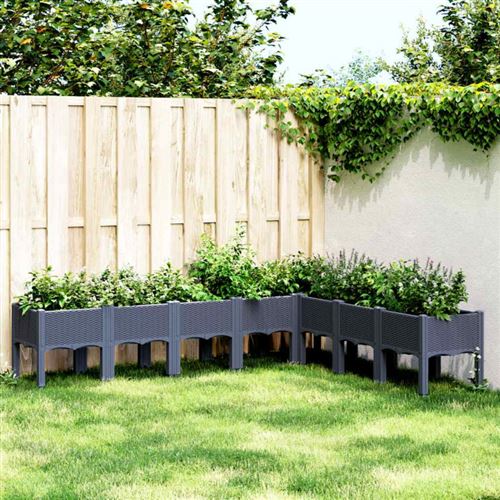 Non Communiqué Gris Jardinière Avec Pieds Bleu 200X160x42 Cm Pp