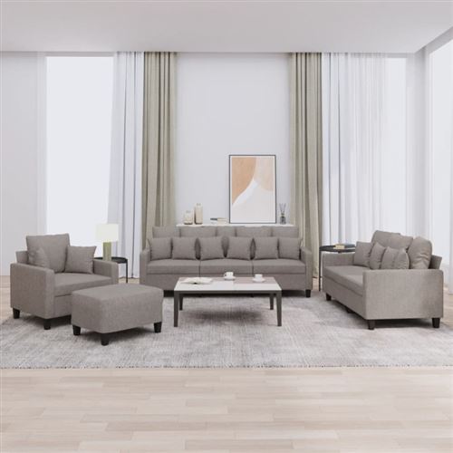 vidaXL - Ensemble de canapés 4 pièces avec coussins - Taupe - Image 3