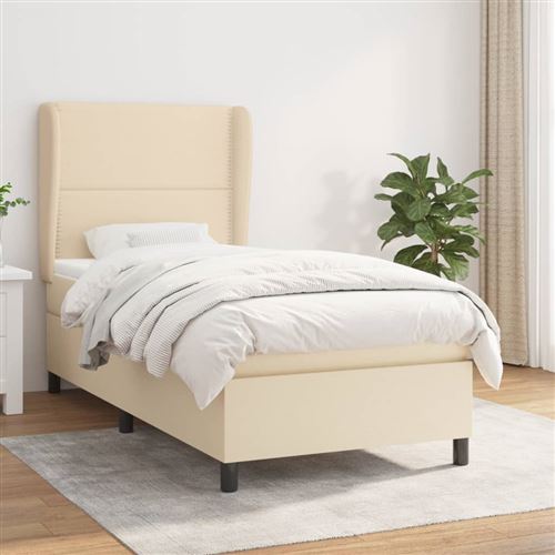 vidaXL Sommier à lattes de lit et matelas Crème 90x190 cm Tissu3127850