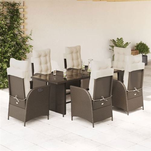Non Communiqué Gris Vidaxl Ensemble À Manger De Jardin Avec Coussins 7 Pcs, Table Et Chaises Avec Dossier Réglable, Meubles D'extérieur, 3213354
