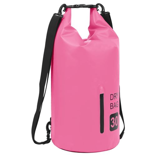 vidaXL Sac sec avec fermeture éclair Rose 30 L PVC