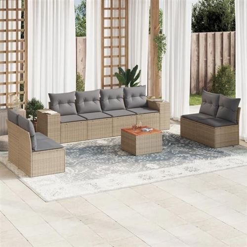 Non Communiqué Beige Vidaxl Salon De Jardin Modulable - Lot De 9 Pièces - Résine Tressée - 8 Personnes