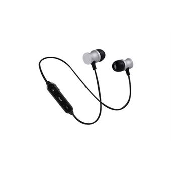 Ecouteurs bluetooth metal pour "samsung galaxy a21" smartphone sans fil telecommande son main libre intra-auriculaire universel (argent) - 1