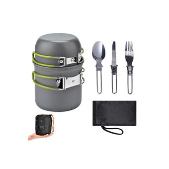 Vaisselle Camping 11 Set pour 2 Personnes, Kit Pique Nique Portable, Ensemble INOX D'extérieur pour Randonnée, Escalade, Barbecues