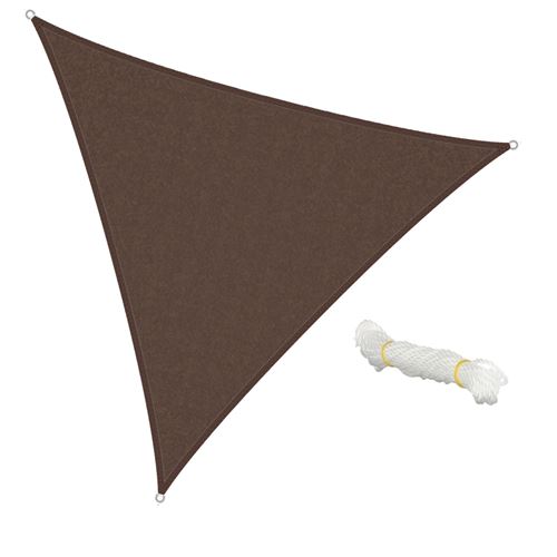 Voile d'ombrage protection anti UV solaire toile parasol triangle 5x5x5m marron