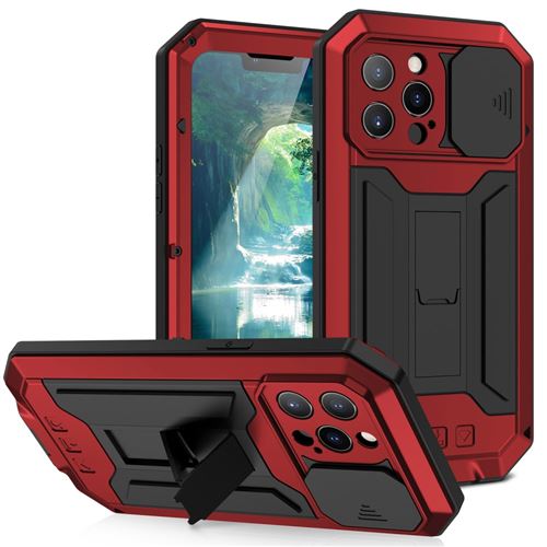 Coque en TPU + silicone avec béquille rouge pour votre Apple iPhone 13 Pro 6.1 pouces