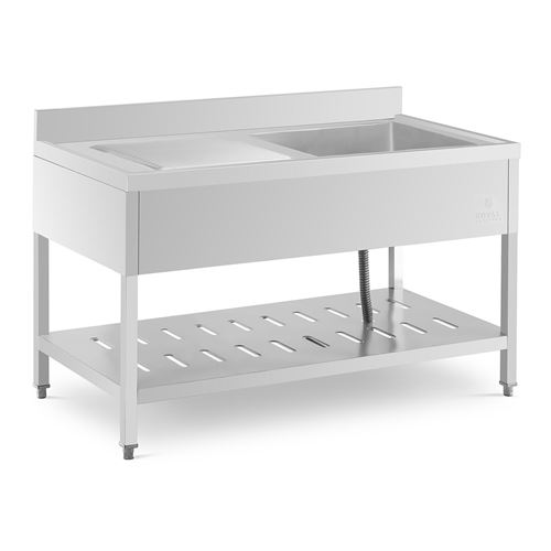 Royal Catering Évier professionnel - 1 bac - Royal Catering - Acier inoxydable - 140 x 70 cm