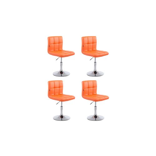 CLP Lot de 4 chaises lounge Palma V2 en similicuir ajustable et pivotant , Orange
