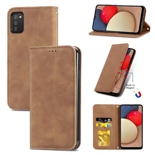 MPFRANCE Housse pour Samsung Galaxy A03S Marron [Velours]