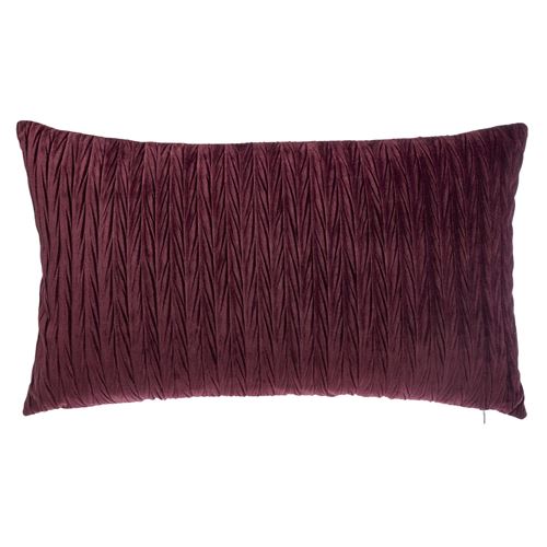 Coussin design en velours plissé Poésie - L. 50 x l. 30 cm - Rouge marsala