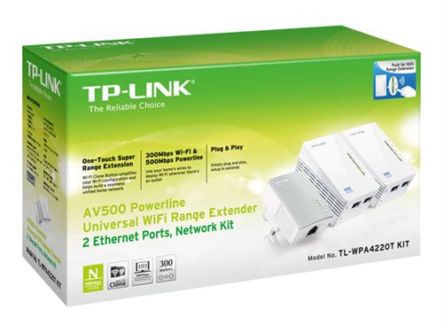 TL-PA4020P, 1 adaptateur CPL AV600 2 ports Ethernet avec prise gigogne