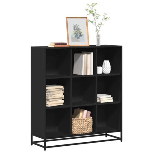 Non Communiqué Noir Bibliothèque 97,5X33x107,5 Cm Bois D Ingénierie Et Métal