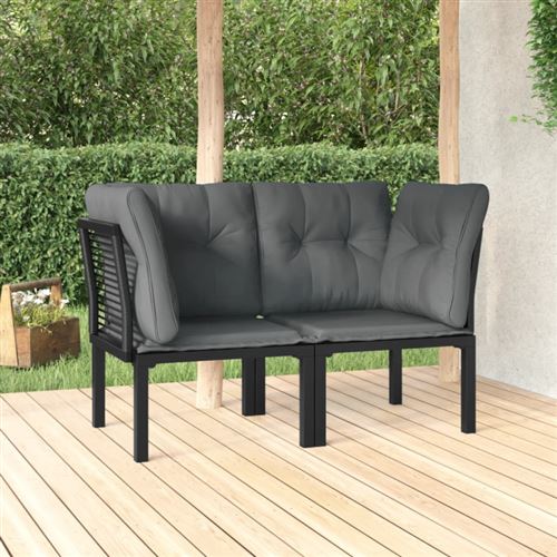 VIDAXL - Chaise d'angle de jardin - Lot de 2 - Noir/Gris - Image 3
