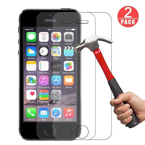 2X Verre Trempé Iphone 5/5S/SE Vitre de Protection Clear Haute Resistance Pack X2