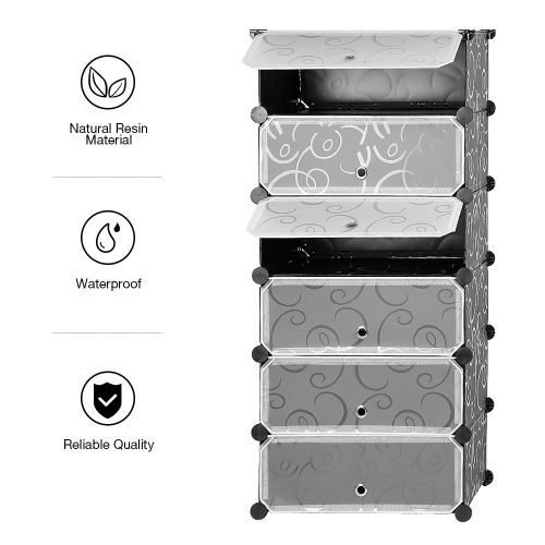 DIY Armoire Étagère Rangement Meuble Modulaire Pour Chaussures Vêtement Jouets 6 Niveaux