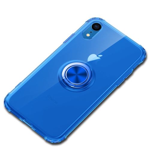 Coque en TPU clair avec béquille bleu pour votre Apple iPhone XR 6.1 pouces