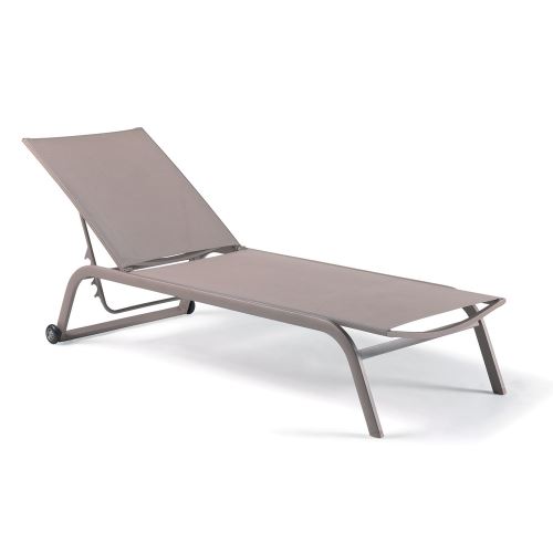 Bain de soleil alu champagne et textilène taupe Bahamas