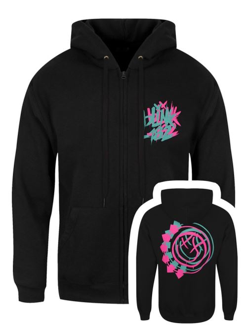 Blink-182 Sweat à capuche Double Six Arrow Smiley Zippé Homme Noir - Taille XXL