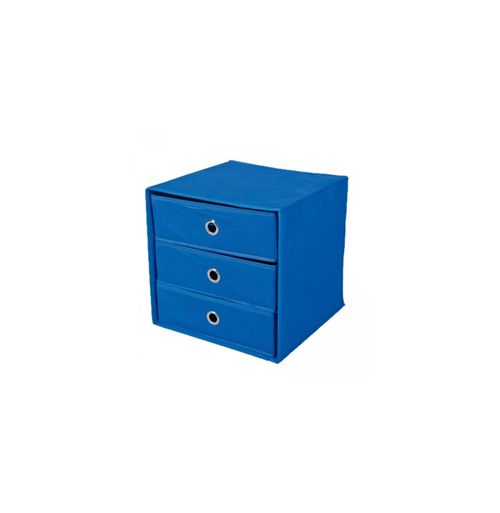 Paris Prix - Boîte De Rangement 3 Tiroirs kase 32cm Bleu