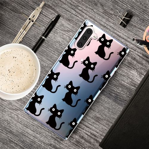 Coque en TPU impression de modèle mignon souple Chats noirs pour votre Samsung Galaxy Note 10