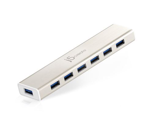 j5create HUB USB Type-C à 7 Ports JCH377 USB 3.0 5Gbps avec Alimentation 5V/4A pour MacBook/ ChromeBook/ Appareils USB-C/ Clé USB