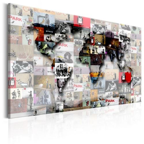 Tableau - Map: Banksy inspiration .Taille : 60x40