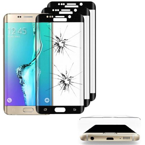 Lot 3 Films en VERRE Trempé Bord Incurvé Resistant pour Samsung Galaxy S6 edge+ SM-G928F/ S6 edge PLUS/ edge+ Duos G928G - NOIR