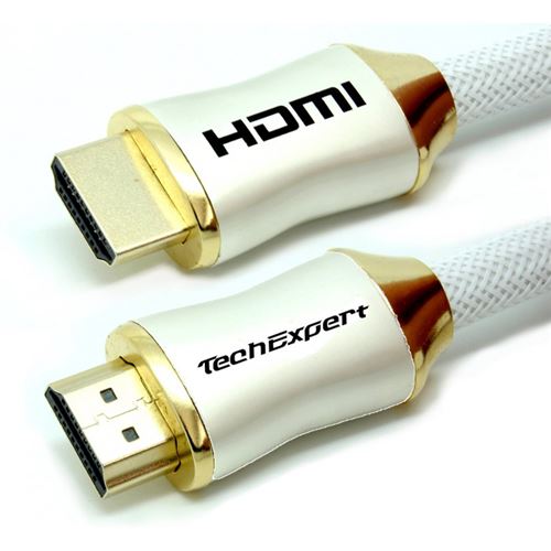 Câble hdmi 2.0 professionnel ultra hd 2160p 4k 60hz 2 mètres 3d full hd 1080p arc hdr blanc