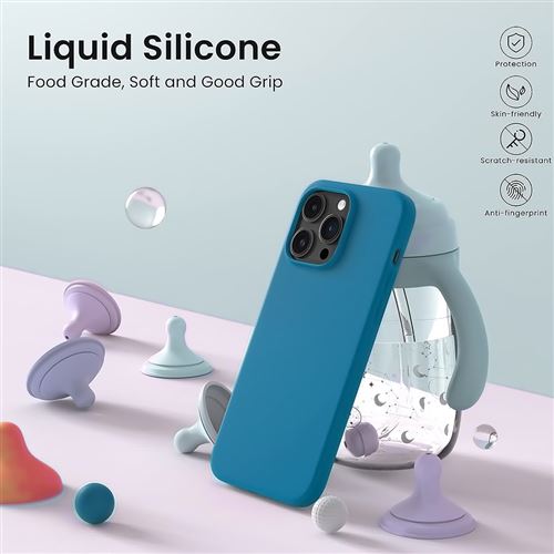 Coque pour iPhone 15 Plus - Silicone Noir + 2 Vitres Verre Trempé et 2  Protections Caméra Arrière