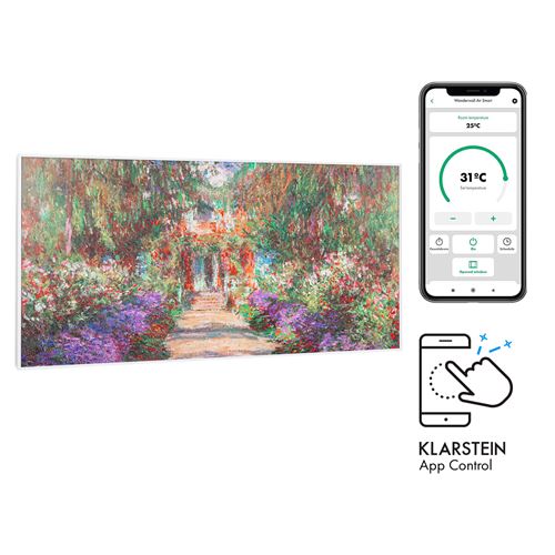 Radiateur infrarouge - Klarstein Wonderwall Air Art - Panneau chauffant - 120x60cm - 700W - Connecté - Motif jardin