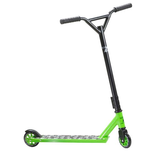 Trottinette stunt Land Surfer® Vert / Noir avec tête de mort