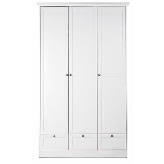 Armoire LANDWOOD « Landwood 18 » blanche mate 3 portes 3 tiroirs 120x51x200 cm - 1