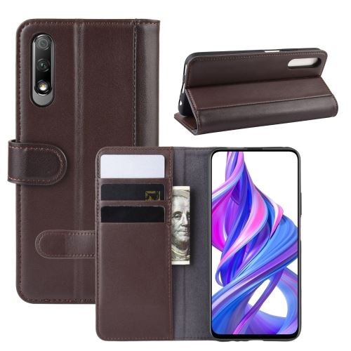 Etui en cuir véritable avec support marron pour votre Huawei Honor 9X/9X Pro