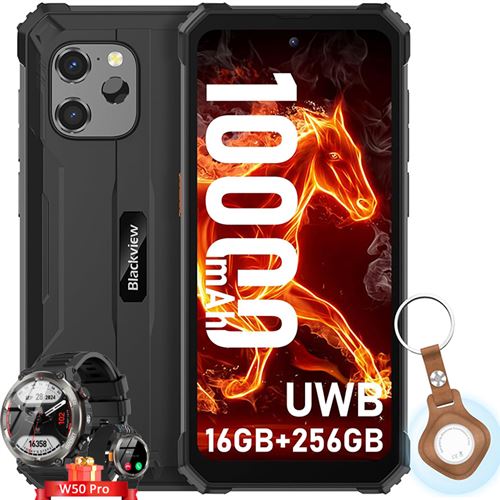 Blackview BV8900 Pro Smartphone Incassable 6,5 16Go+256Go 64MP 10000mAh NFC Noir avec Smartwatch Blackview W50 Pro