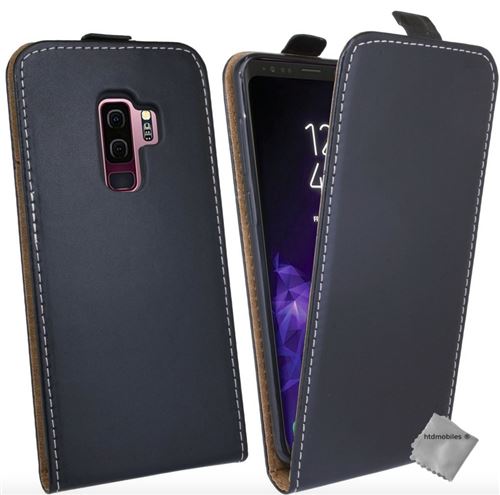 Housse etui coque pochette PU cuir fine pour Samsung Galaxy S9 Plus avec verre trempe - NOIR