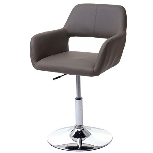 Chaise de salle à manger MENDLER HWC-A50 III similicuir taupe pied en métal chromé
