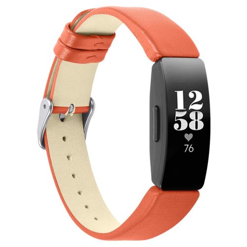 Bracelet de montre Compatible avec Fitbit Inspire/Inspire HR, Cuir - Orange