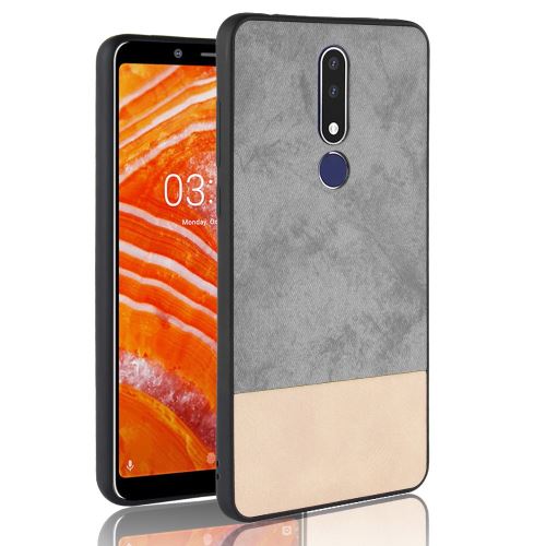 Etui en PU hybride d'épissure bicolore gris pour votre Nokia 3.1 Plus