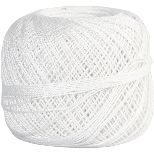 Creotime Fil de coton mercerisé blanc 125 mètres, 20 grammes