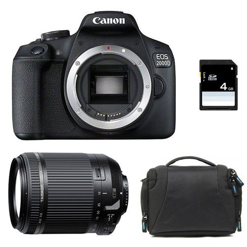Canon appareil photo reflex eos 2000d + tamron 18-200 vc + sac + carte sd 4go