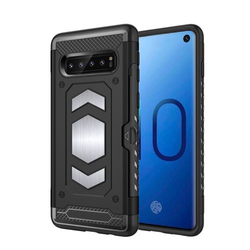 Coque en TPU hybride avec porte-cartes noir pour votre Samsung Galaxy S10