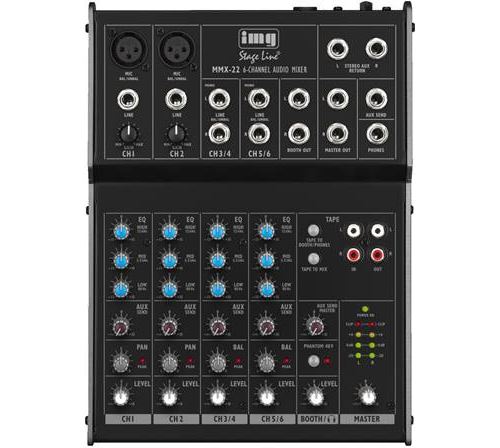 Table de mixage audio 4 canaux Monacor MMX-22