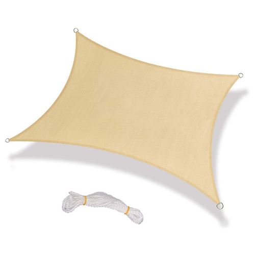 Toile d'ombrage OOBEST® Carré 3.6*3.6m pour Jardin balcon terrasse- Beige
