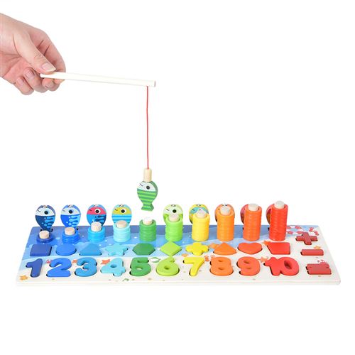 Jouet Pêche Mathématique en Bois Bloc de Construction pour enfants